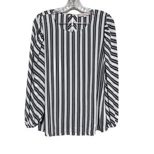 LOFT Long Sleeve Stripped Pullover Career Casual Blouse Top Size M‎
